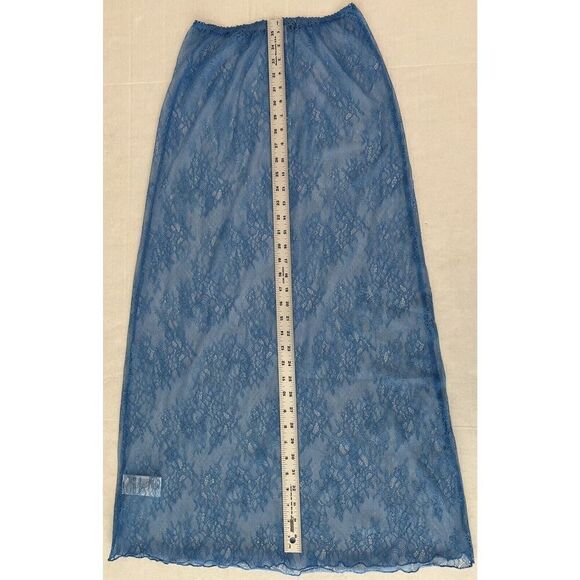 Urban Outfitters Women Sz Small Blue Mesh Lace Maxi Skirt Cover Up - Picture 9 of 10